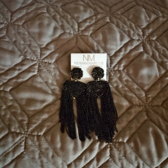 Neiman Marcus Black Beaded Earrings - Picture 2 of 10